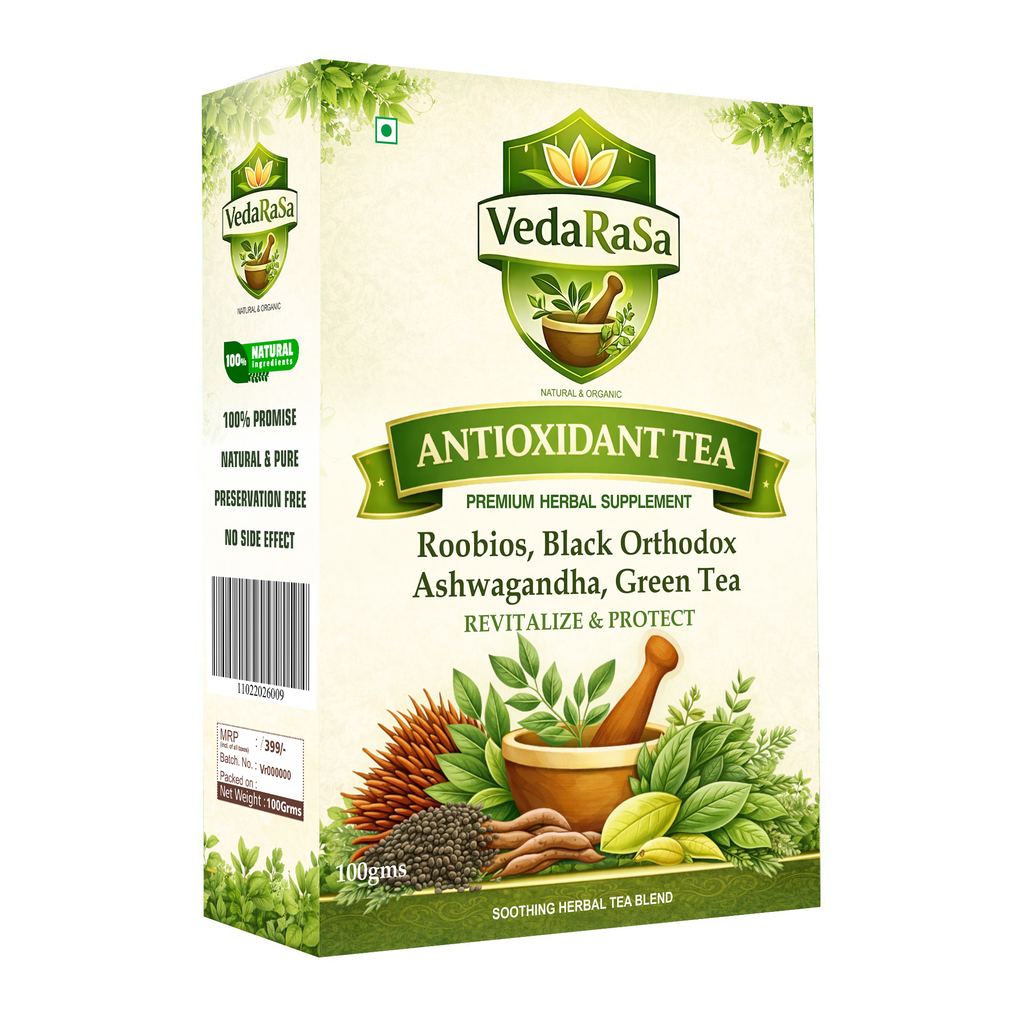 VedaRasa Antioxidant Tea 100g | Premium Natural & Organic Herbal Infusion | Rich in Antioxidants | Supports Immunity, Detox & Skin Health | Caffeine-Free | No Preservatives