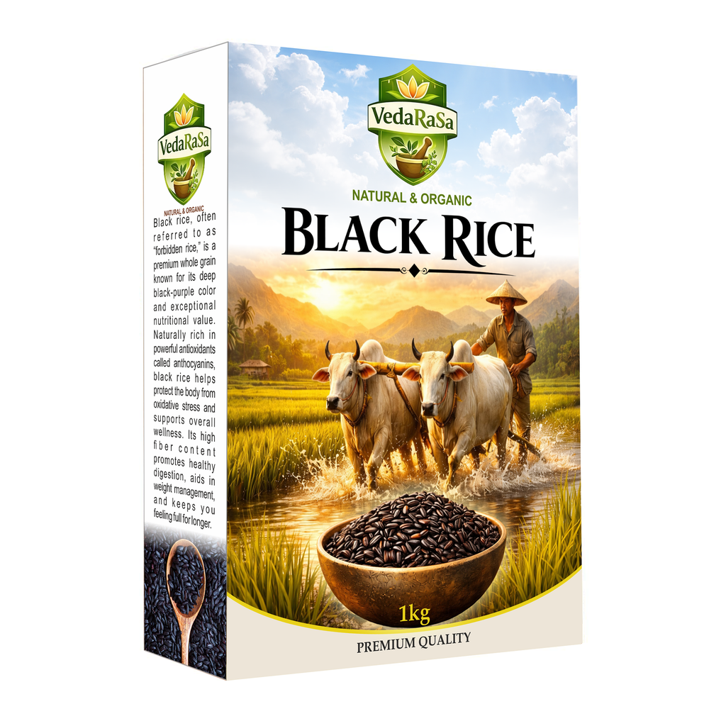 VedaRaSa Natural & Organic Black Rice 1kg – Premium Forbidden Rice – Rich in Antioxidants & Fiber – Whole Grain, Non-GMO, Gluten-Free, Healthy Superfood