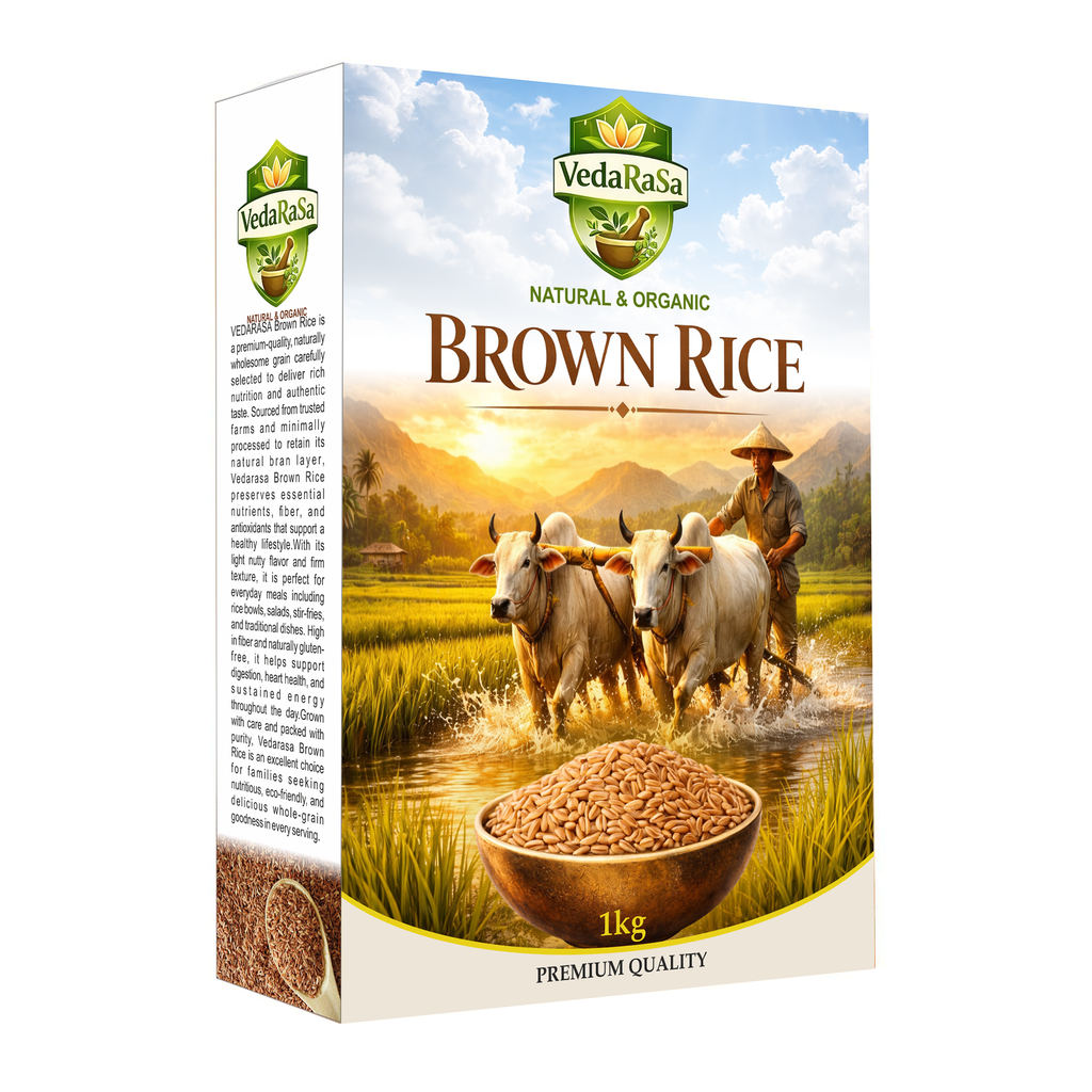 VedaRaSa Natural & Organic Brown Rice 1kg – Premium Whole Grain Rice – High Fiber, Unpolished, Non-GMO, Gluten-Free – Healthy Daily Staple