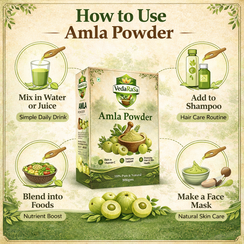 VEDARASA Amla Powder | 100% Pure & Natural Indian Gooseberry Powder | Rich in Vitamin C | For Hair Care, Skin Care & Immunity | No Chemicals