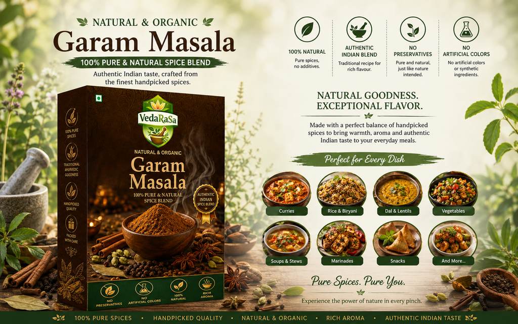 VedaRasa Organic Garam Masala Powder | Pure & Natural Indian Spice Blend | Aromatic Traditional Masala for Curry, Biryani & Daily Cooking