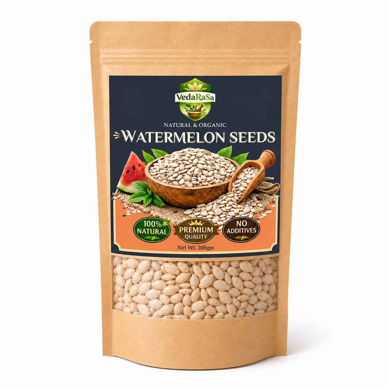 VedaRaSa Watermelon Seeds | 100% Natural & Raw Seeds | Rich in Protein, Fiber & Healthy Fats | Superfood for Daily Nutrition | Supports Energy & Wellness | No Additives | 200g