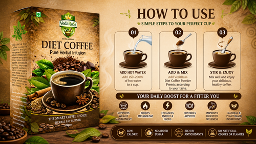 VedaRasa Diet Coffee Powder 100g | Natural & Organic Herbal Coffee Blend | Supports Weight Management, Metabolism & Energy | Low Calorie | No Added Sugar