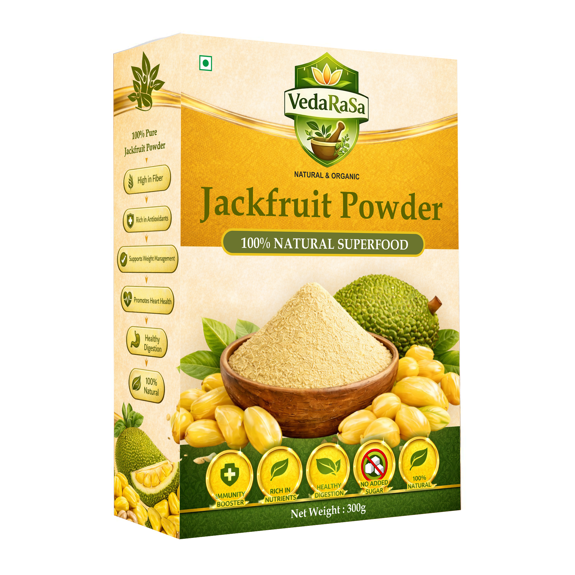 VedaRasa Jackfruit Powder 300g | 100% Natural & Organic Jackfruit Powder | Nutrient-Rich & Naturally Gluten-Free | Supports Digestion, Energy & Daily Nutrition | No Preservatives