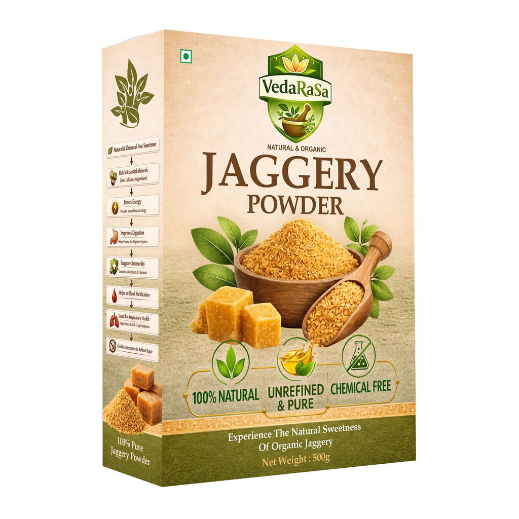 Vedarasa Jaggery Powder | Natural Unrefined Cane Jaggery | Chemical-Free Traditional Sweetener | Rich in Iron & Minerals | Healthy Sugar Alternative for Tea, Sweets & Cooking