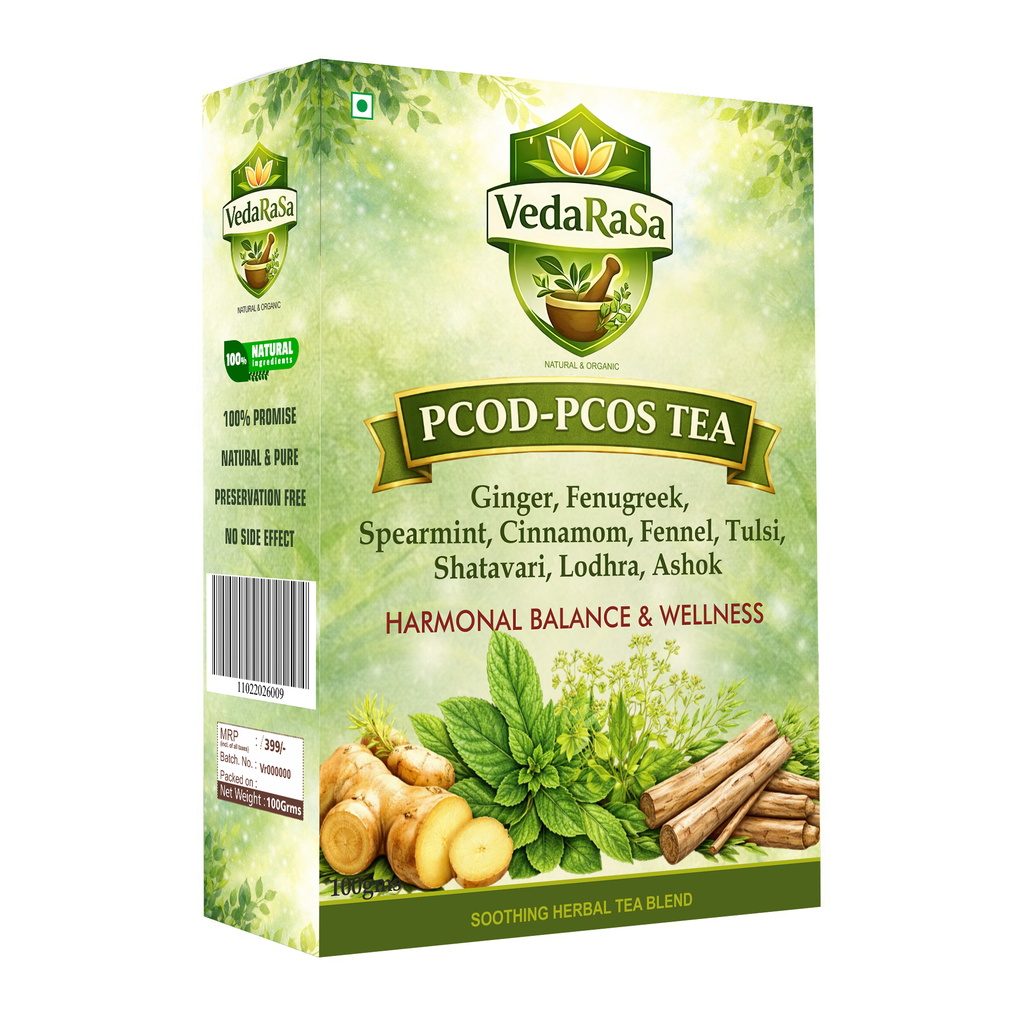 VedaRasa PCOS & PCOD Herbal Tea 100g | Natural Herbal Infusion for Women Wellness | Supports Hormonal Balance, Metabolism & Daily Wellness | Caffeine-Free | No Preservatives