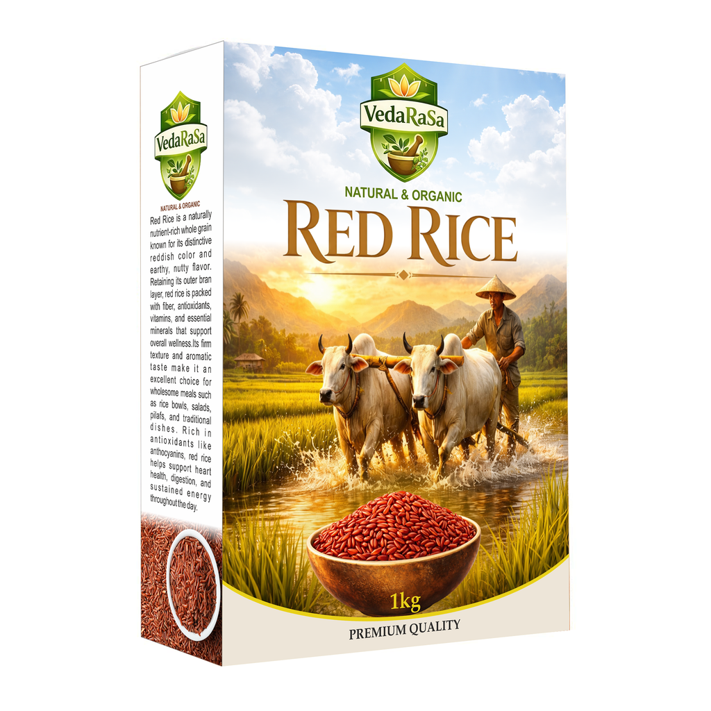 VedaRaSa Natural & Organic Red Rice 1kg – Premium Unpolished Whole Grain – Rich in Fiber & Antioxidants – Non-GMO, Gluten-Free Healthy Rice