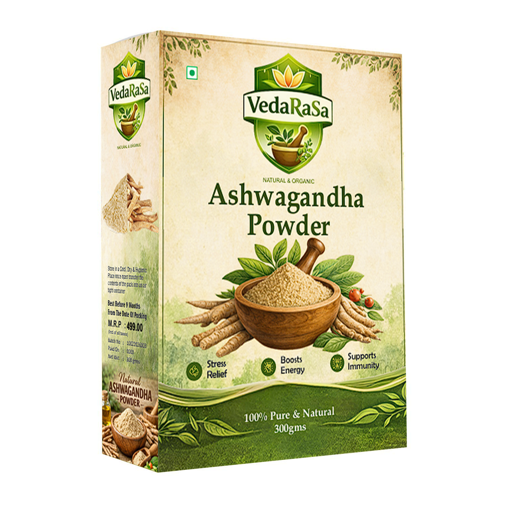 VedaRasa Ashwagandha Powder | 100% Pure & Natural Herbal Supplement | Supports Stress Relief, Energy & Immunity | No Additives