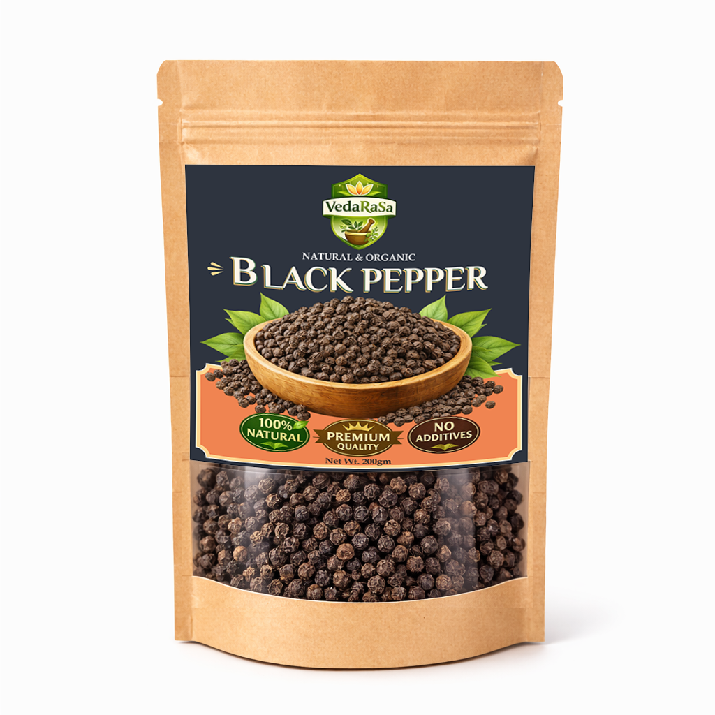 VedaRasa Black Pepper Powder 200g | 100% Pure & Natural Kali Mirch | Strong Aroma & Rich Flavor | No Additives, Preservative-Free | Ideal for Cooking & Immunity