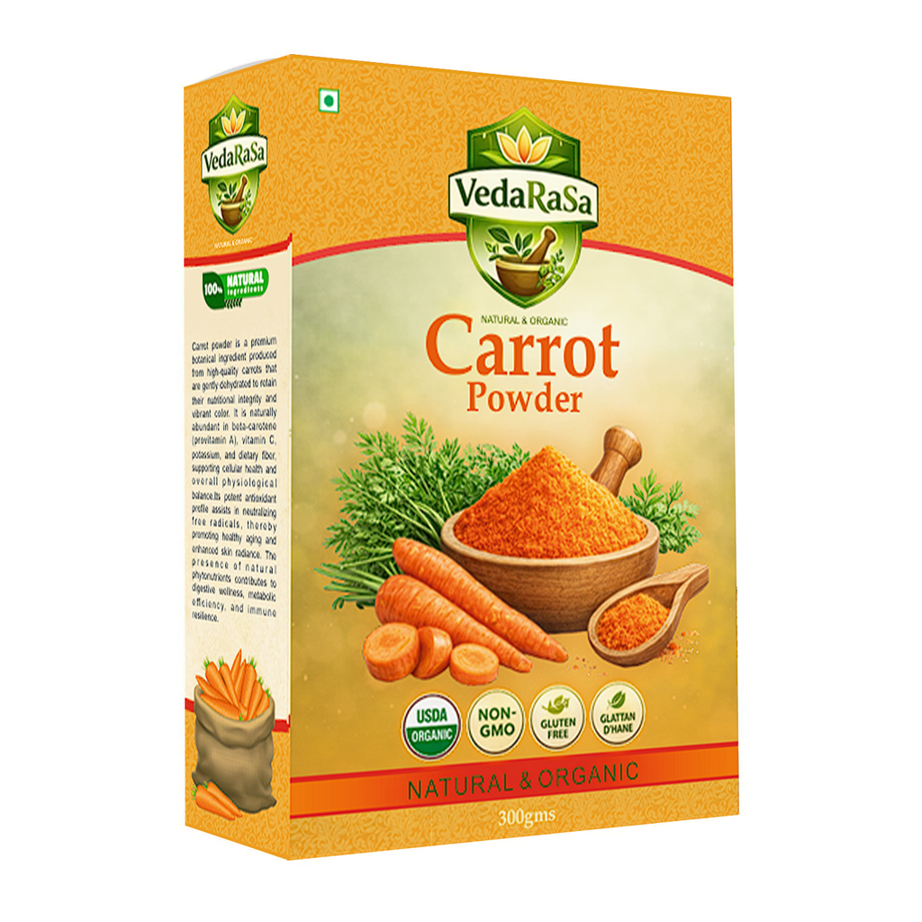 VedaRasa Carrot Powder 100% Pure & Natural Carrot Root Powder | Rich in Vitamin A & Antioxidants | Supports Eye Health, Skin Glow & Immunity | No Preservatives