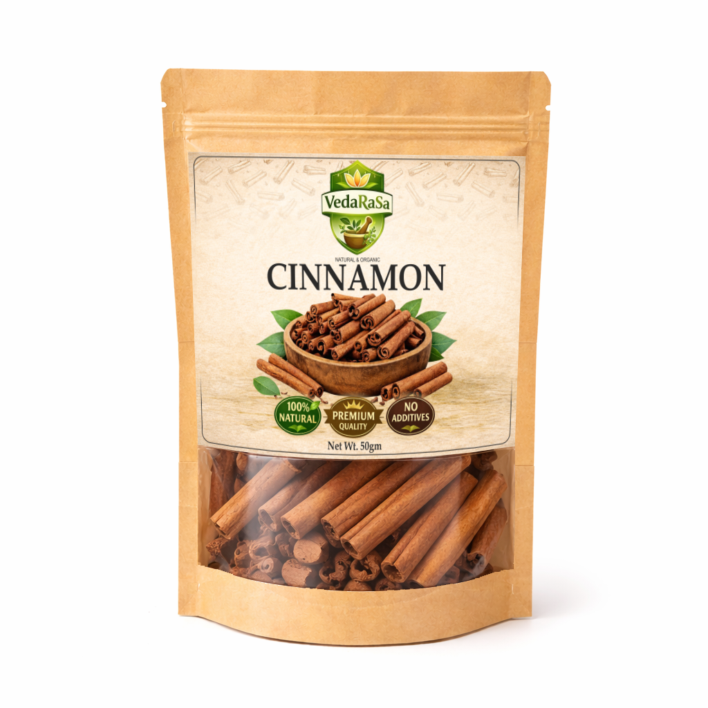 VedaRaSa Raw Cinnamon Sticks (Dalchini) 50g – Premium Whole Cinnamon | Natural & Organic Aromatic Spice for Tea, Cooking & Baking