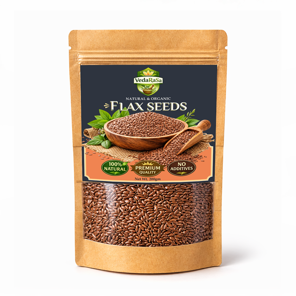 VedaRaSa Flax Seeds (Alsi Seeds) | 100% Natural Raw Seeds | Rich in Fiber, Omega-3 & Plant Protein | Supports Digestion & Heart Wellness | Superfood for Daily Nutrition | No Additives | 200g