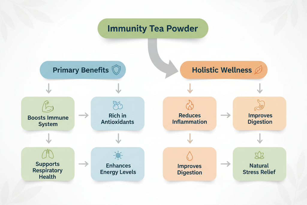 VedaRasa Herbal Immunity Tea Powder 100g | 100% Natural & Organic Herbal Tea | Immunity Booster Drink | Rich in Antioxidants | Supports Cold, Cough & Wellness | No Preservatives