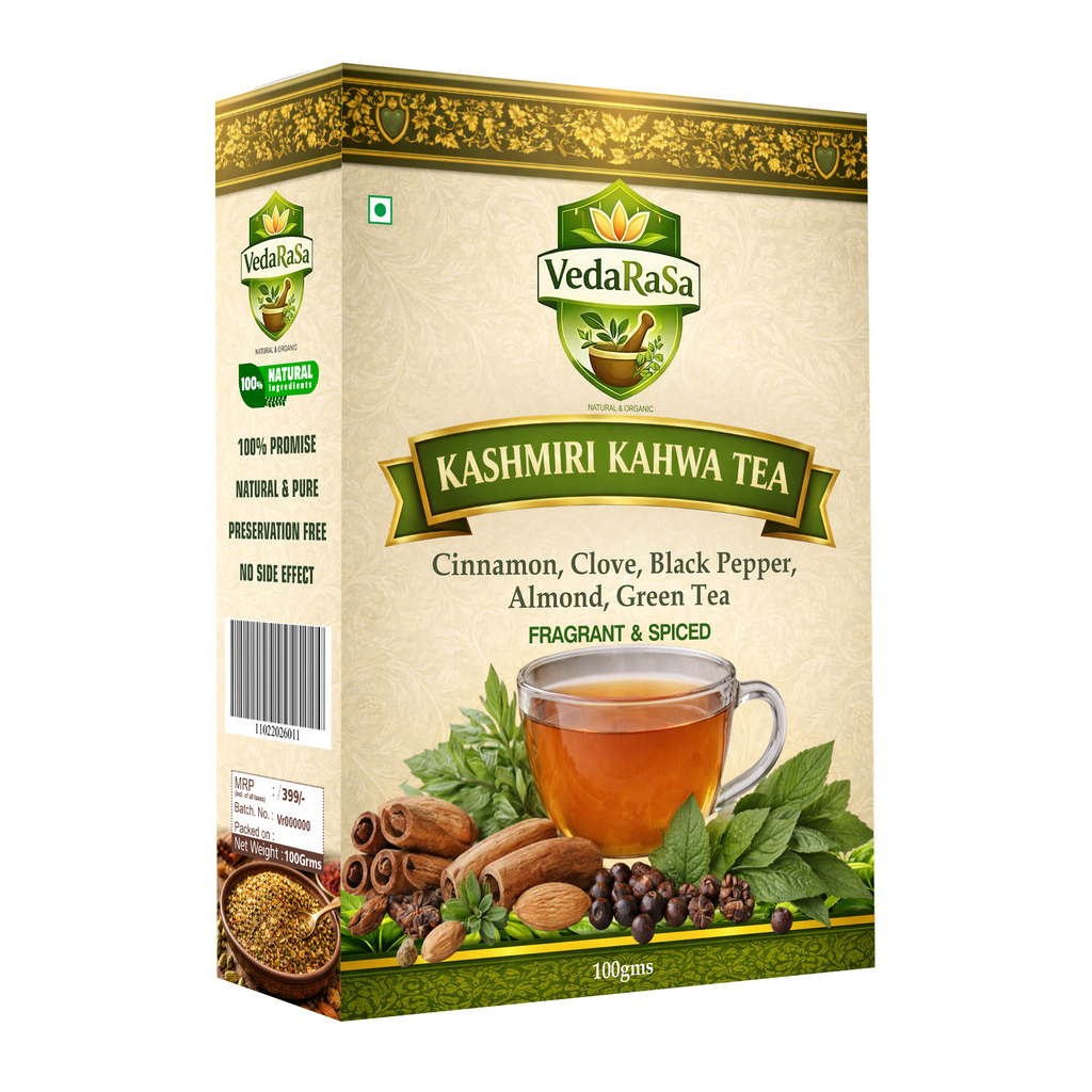 VedaRasa Kashmiri Kahwa Tea 100g | Premium Natural & Organic Herbal Infusion | Traditional Kahwa Blend | Supports Digestion, Immunity & Detox | Rich in Antioxidants