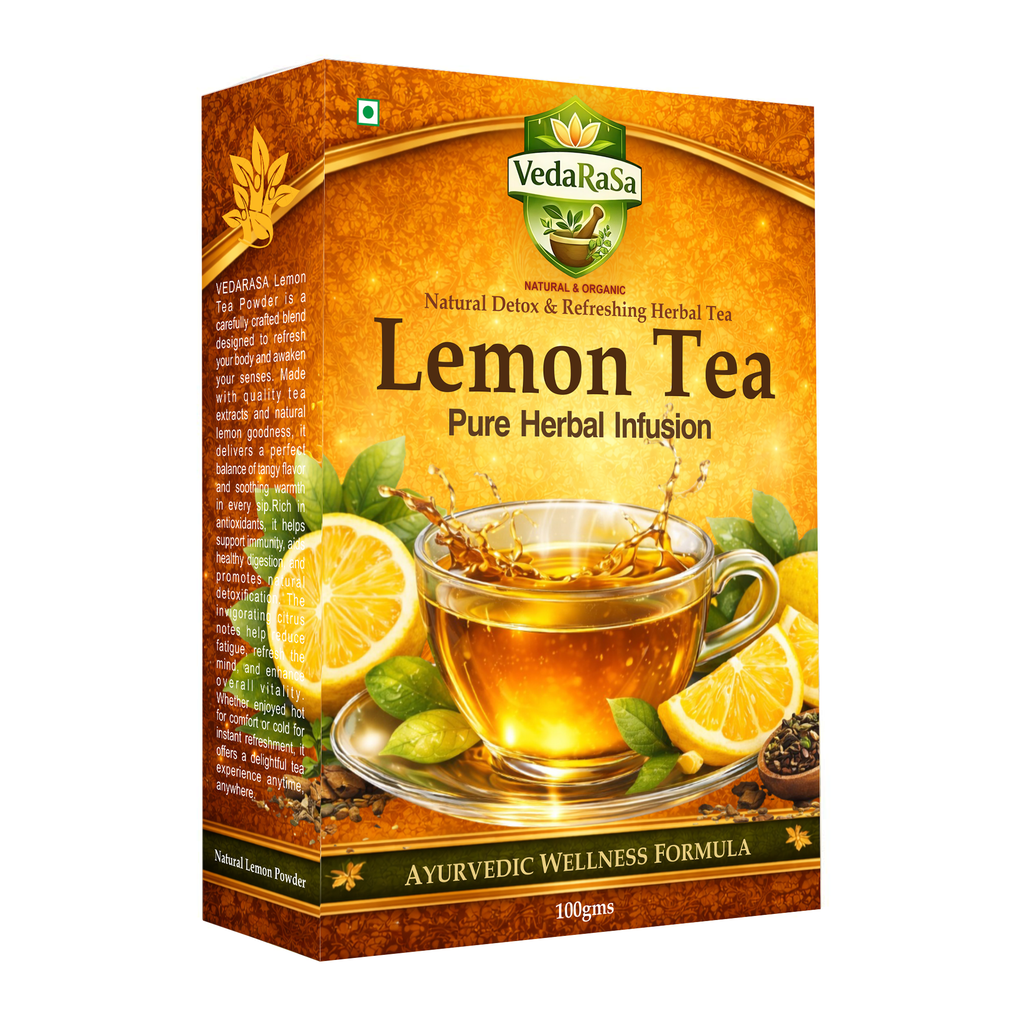 Vedarasa Lemon Tea Powder Premium Instant Lemon Tea Mix Refreshing Citrus Flavor Rich in Antioxidants Natural Energy Booster No Preservatives Easy to Prepare Hot or Cold Beverage for Daily Wellness