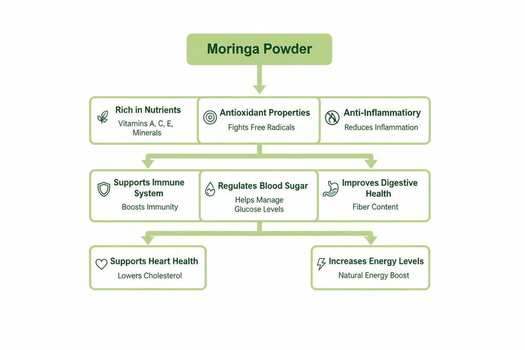VedaRasa Moringa Leaves Powder | 100% Pure & Natural Moringa Powder | Rich in Iron, Calcium & Antioxidants | Supports Immunity, Energy & Detox | No Preservatives