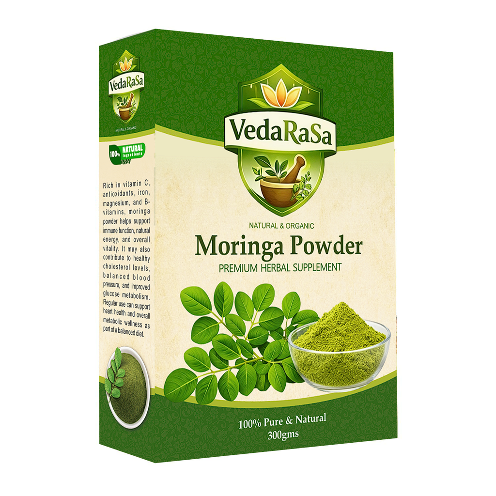 VedaRasa Moringa Leaves Powder | 100% Pure & Natural Moringa Powder | Rich in Iron, Calcium & Antioxidants | Supports Immunity, Energy & Detox | No Preservatives