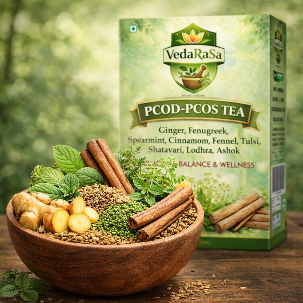 VedaRasa PCOS & PCOD Herbal Tea 100g | Natural Herbal Infusion for Women Wellness | Supports Hormonal Balance, Metabolism & Daily Wellness | Caffeine-Free | No Preservatives