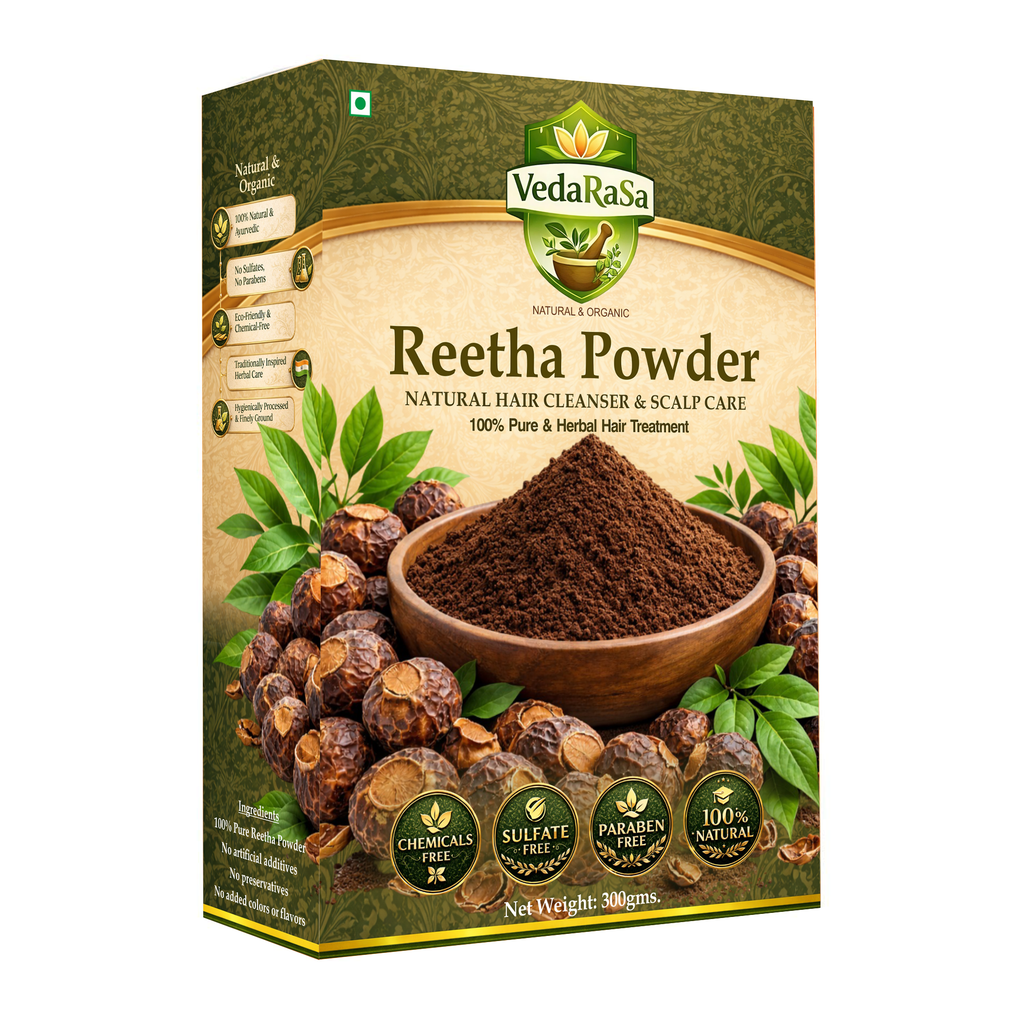 VedaRasa Reetha Powder 300g | 100% Pure & Natural Soapnut Powder | Herbal Hair Cleanser for Strong, Shiny Hair | Supports Hair Growth & Scalp Care | No Chemicals