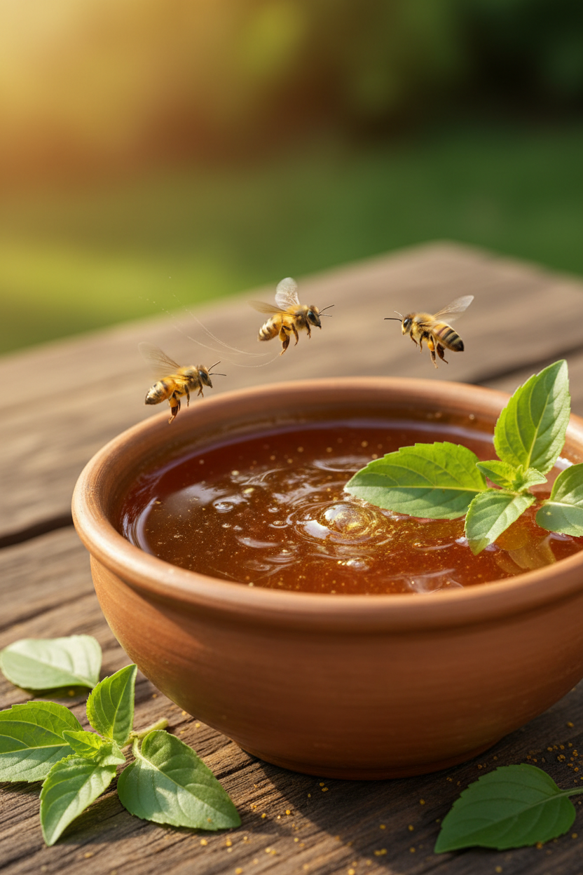 VedaRasa Tulasi Flavor Honey 250g | 100% Pure & Natural Honey | Infused with Tulsi | Immunity Booster | No Added Sugar, No Preservatives