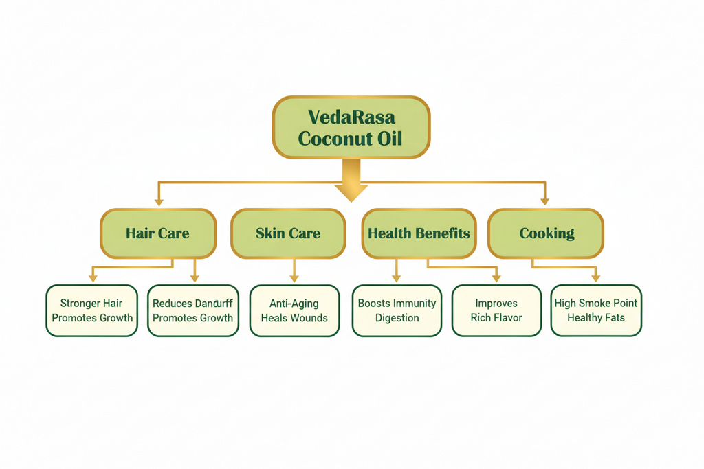 VedaRasa Coconut Oil 1L | 100% Pure Cold-Pressed Coconut Oil | Natural & Unrefined | For Hair, Skin & Cooking | No Chemicals or Preservatives