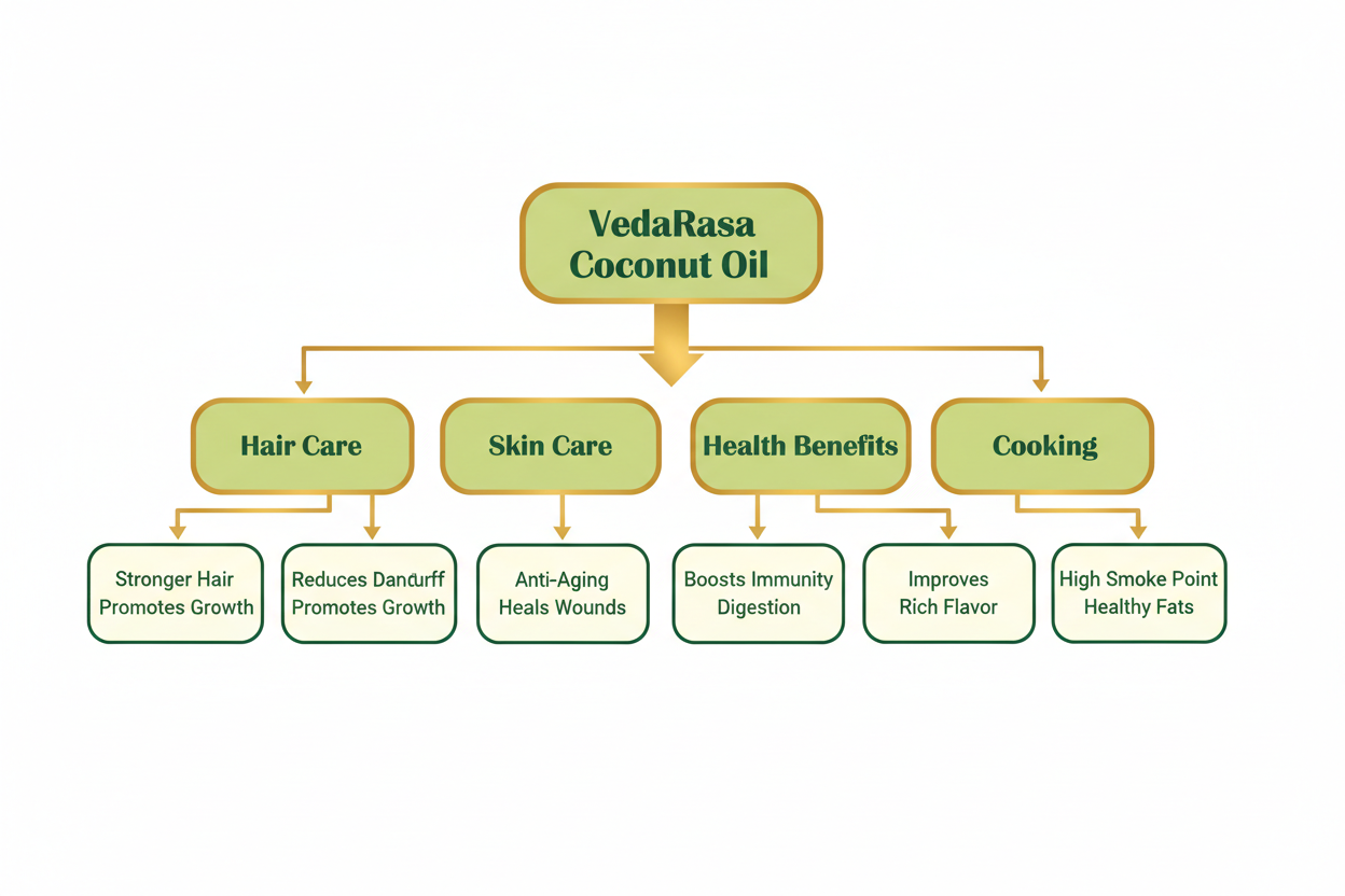VedaRasa Coconut Oil 1L | 100% Pure Cold-Pressed Coconut Oil | Natural & Unrefined | For Hair, Skin & Cooking | No Chemicals or Preservatives