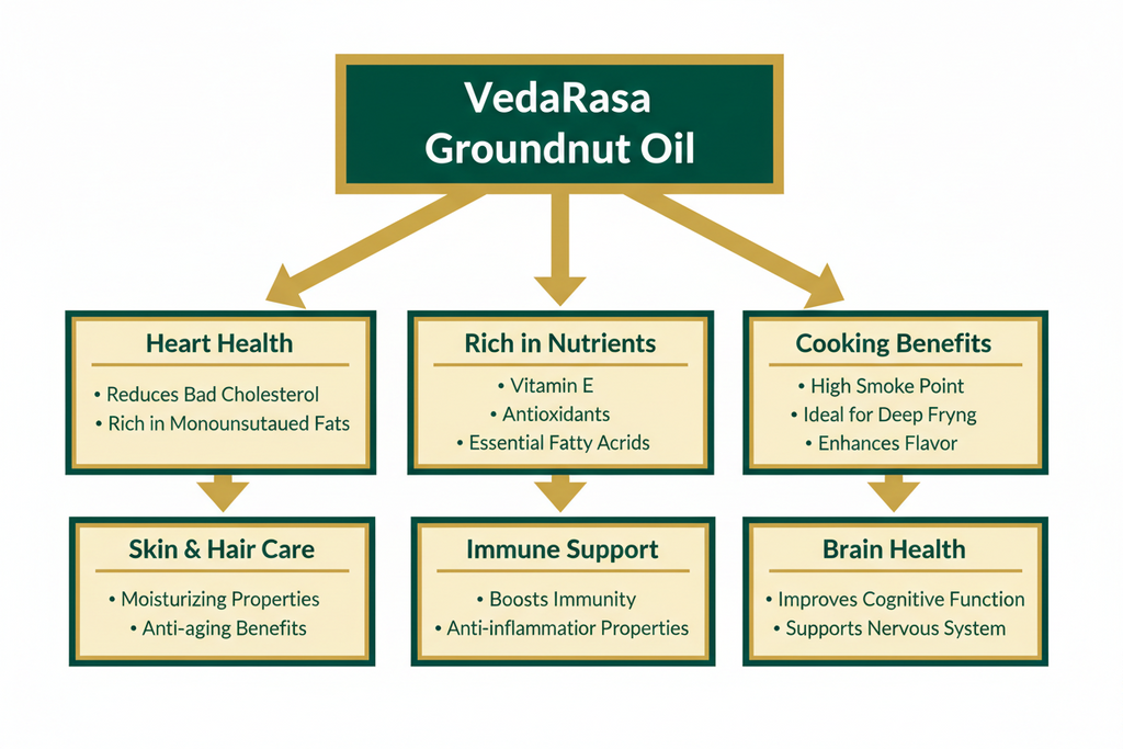 VedaRasa Groundnut Oil 1L | 100% Pure Cold-Pressed Peanut Oil | Natural & Unrefined | For Cooking & Frying | Rich Aroma | No Chemicals or Preservatives