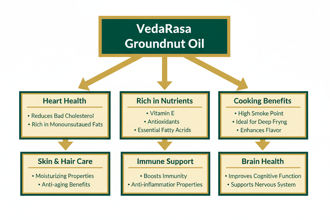 VedaRasa Groundnut Oil 1L | 100% Pure Cold-Pressed Peanut Oil | Natural & Unrefined | For Cooking & Frying | Rich Aroma | No Chemicals or Preservatives