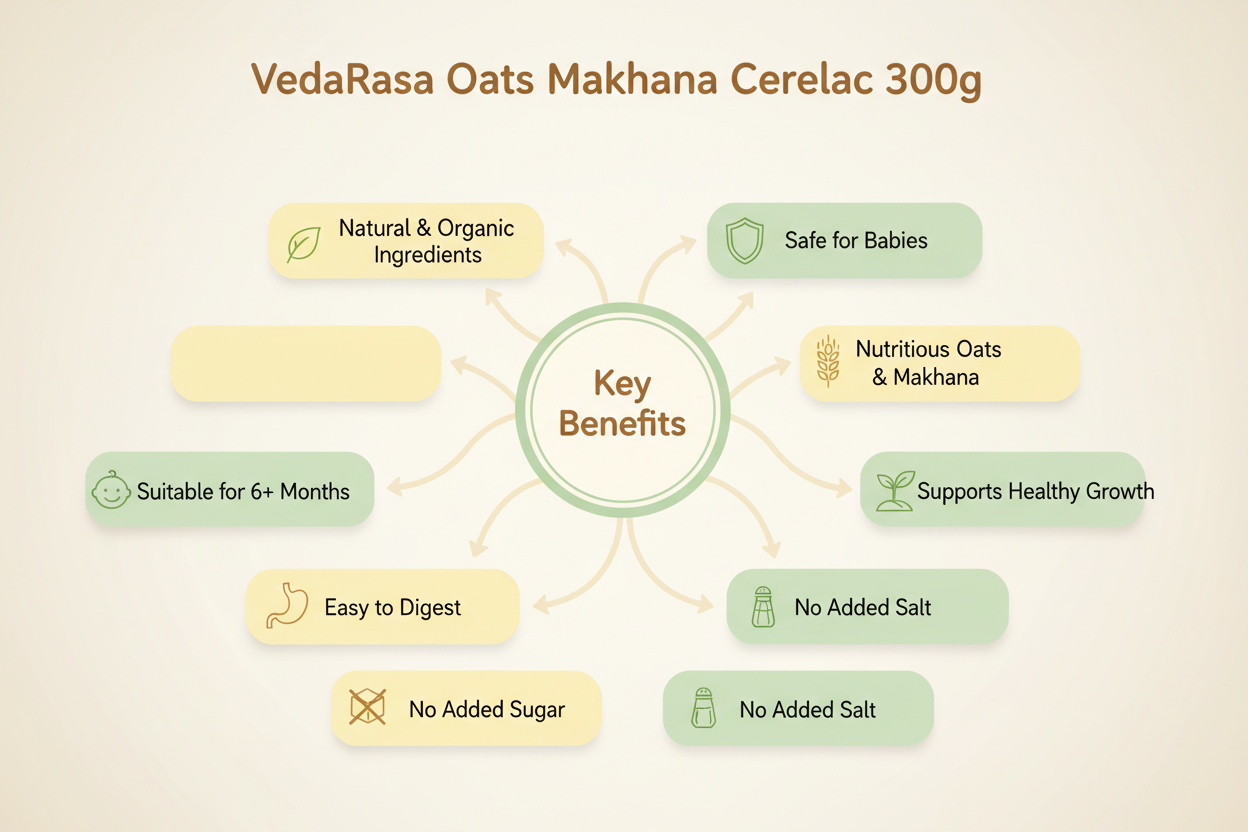 VedaRasa Oats Makhana Cerelac – Natural & Organic Baby Food for 6+ Months | Easy to Digest | No Added Sugar or Salt