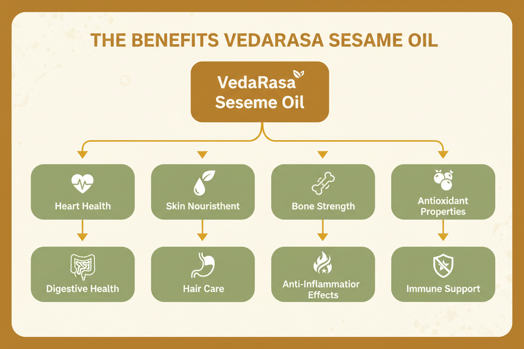 VedaRasa Sesame Oil 1L | 100% Pure Cold-Pressed Gingelly Oil | Natural & Unrefined | For Cooking, Hair & Skin Care | Rich Aroma | No Chemicals