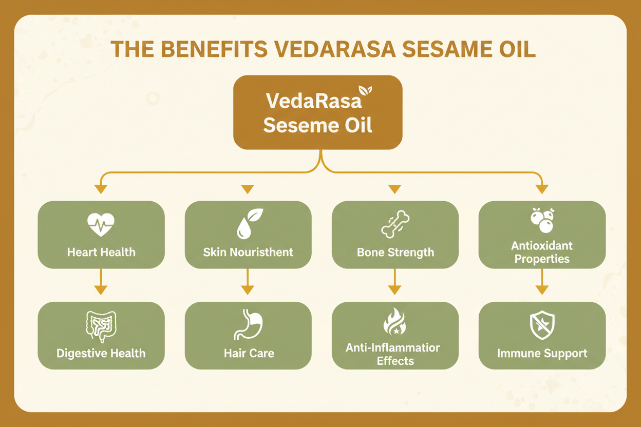 VedaRasa Sesame Oil 1L | 100% Pure Cold-Pressed Gingelly Oil | Natural & Unrefined | For Cooking, Hair & Skin Care | Rich Aroma | No Chemicals