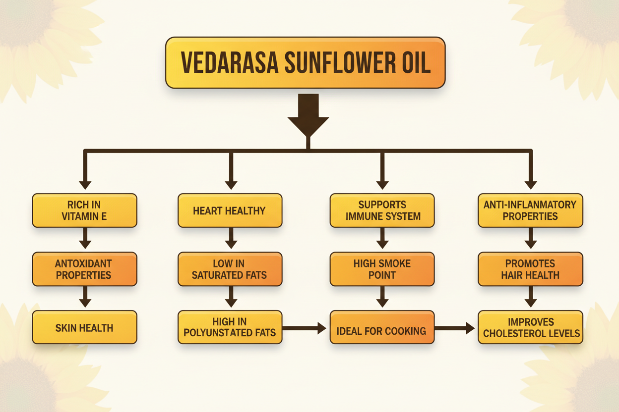 VedaRasa Sunflower Oil 1L | 100% Pure Cold-Pressed Sunflower Oil | Natural & Unrefined | Light & Healthy Cooking Oil | Rich in Vitamin E | No Chemicals